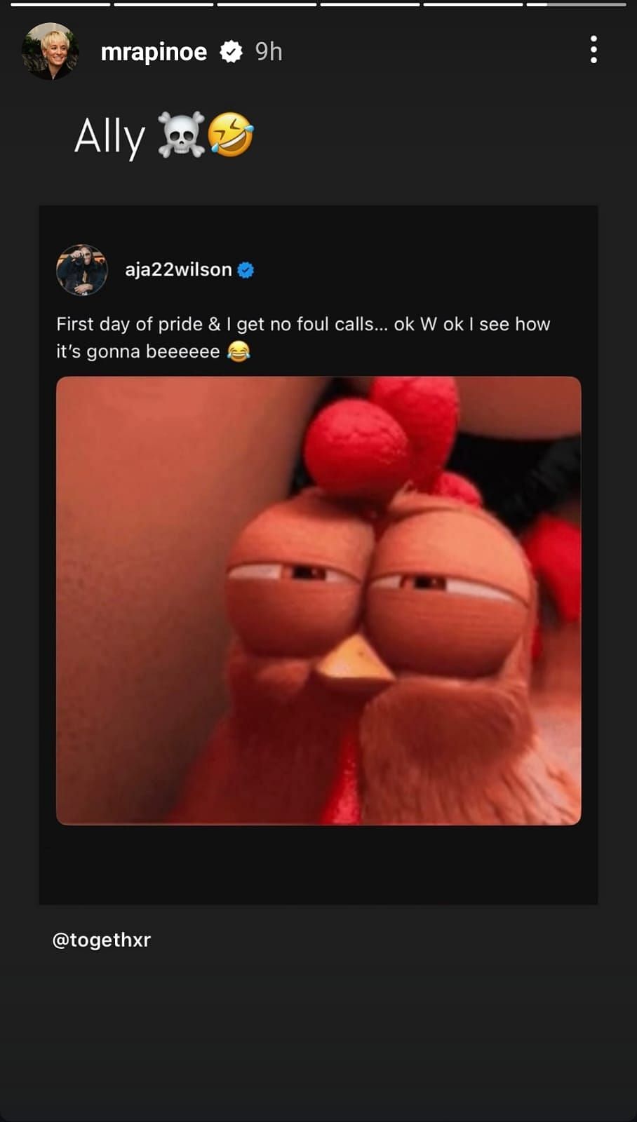 Megan Rapinoe’s reaction to A'ja Wilson's frustration over officiating